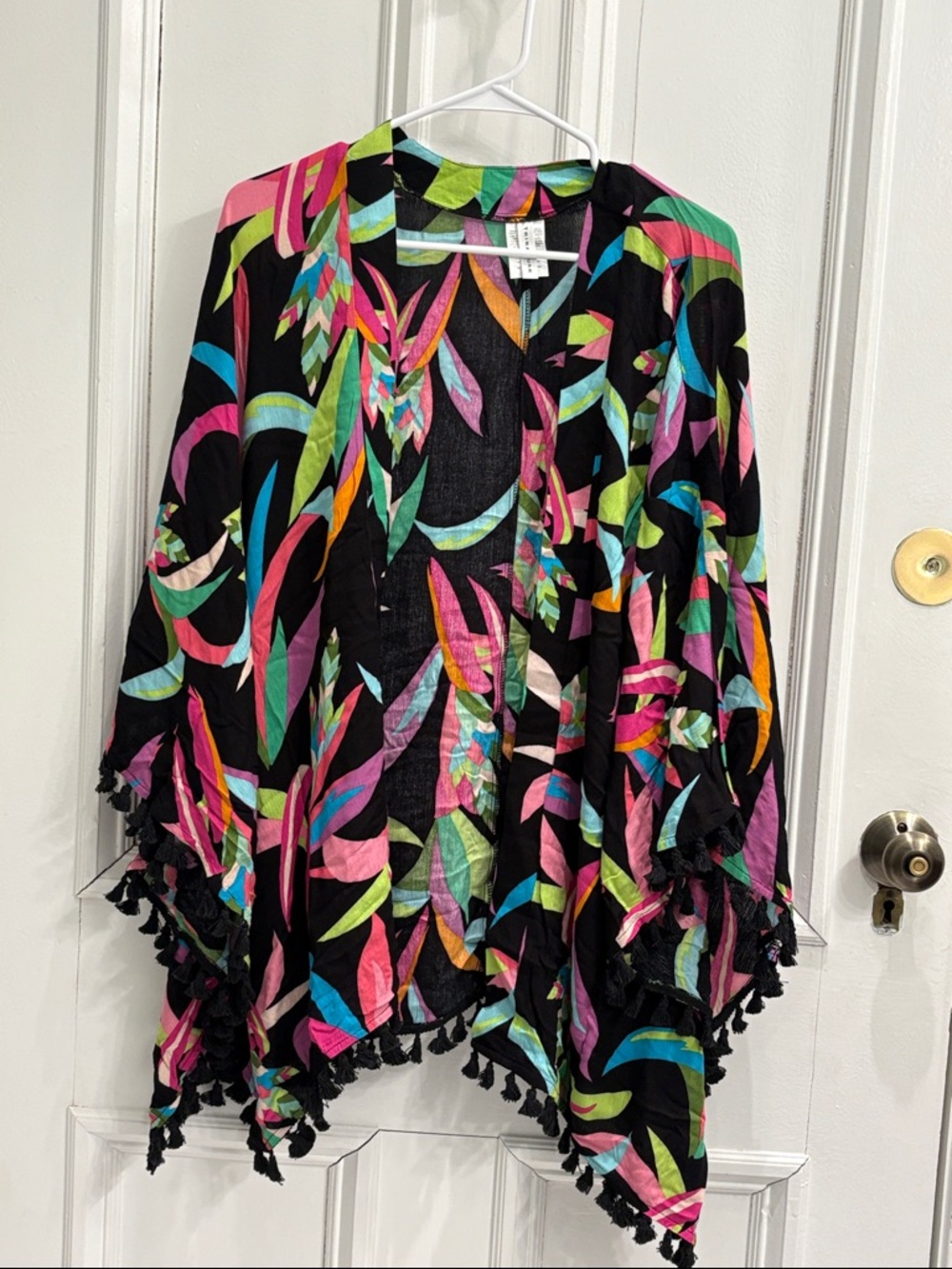 Trina Turk Colorful Tassel-Trim Kimono Cover-Up